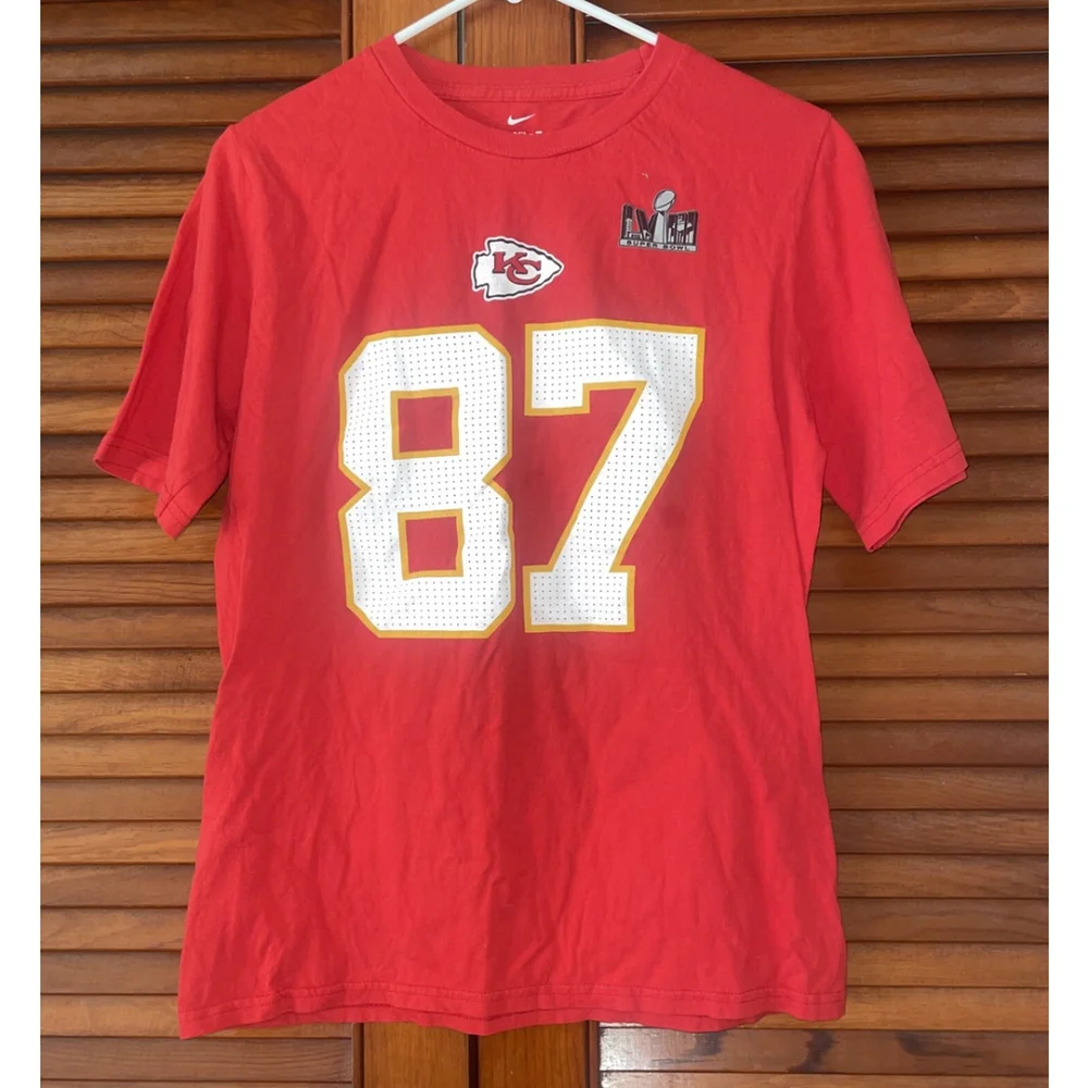 Kansas City Chiefs Travis Kelce # 87 Red Super Bowl LVIII T-Shirt Youth XL 18/20